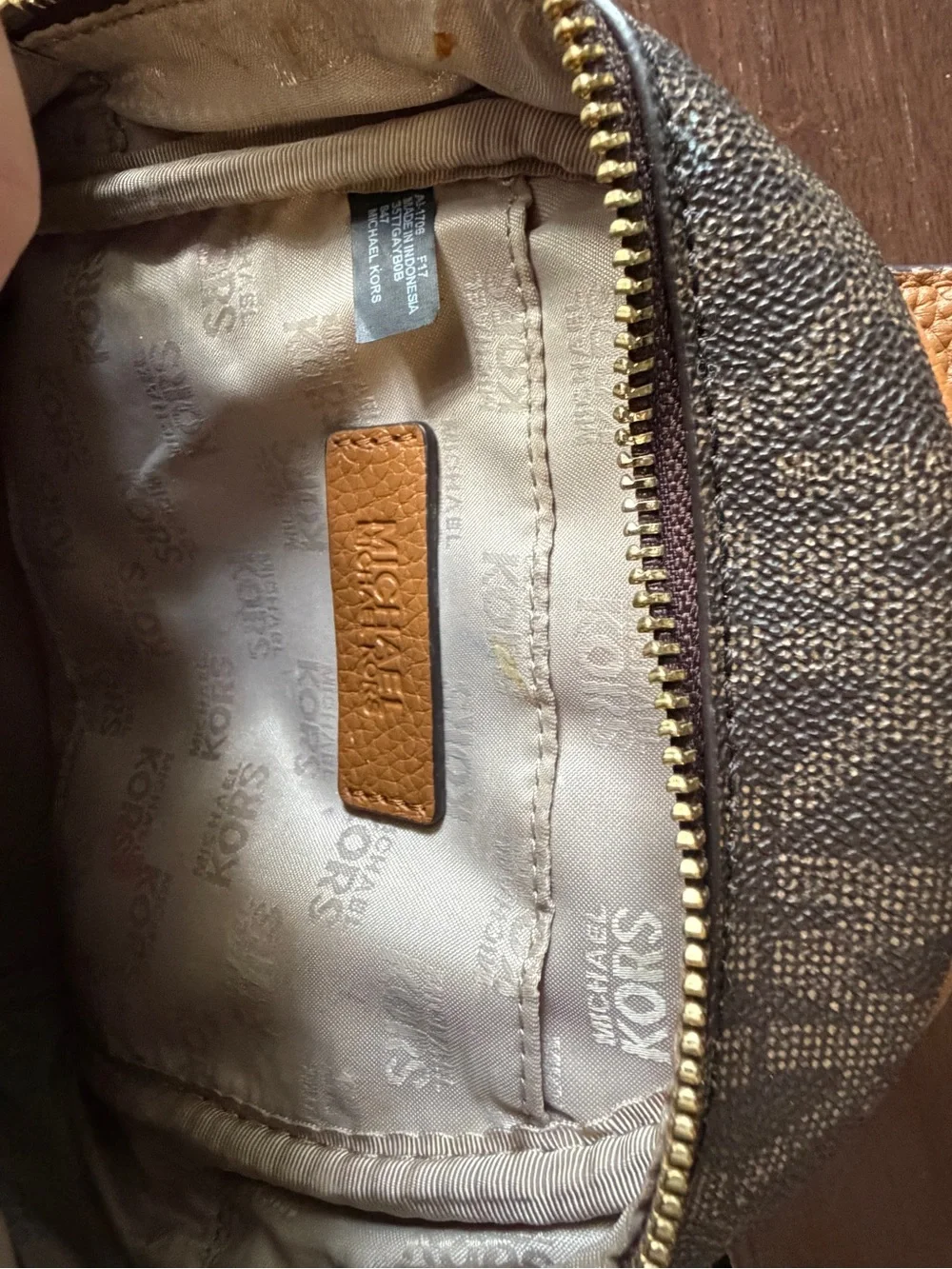 Michael Kors Brown and Tan Logo Mini Backpack